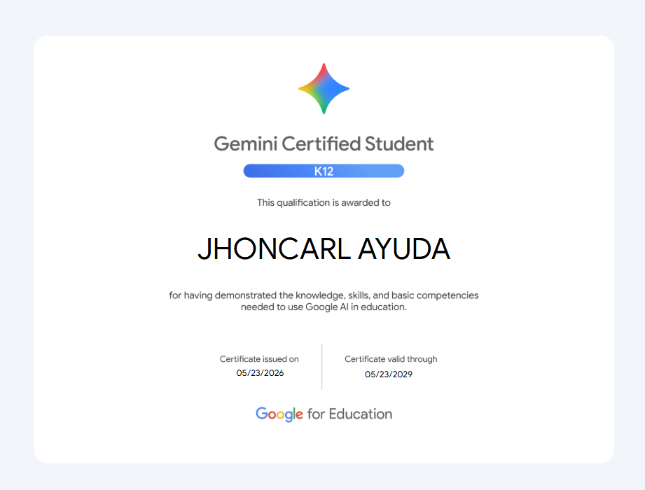 Gemini Certified Student K12 certificate